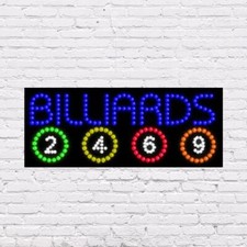 LED Billiards Sign  Light Up Sign  11"H x 27"W x 2"D