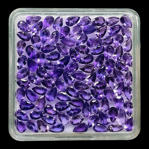 50 Pcs Natural Brazilian Amethyst 5x3mm Pear Cut Loose Untreated Gemstones - Picture 4 of 16