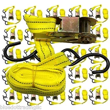 24pc 1"X13' Ratcheting Tie Down Cargo Straps Moving Truck Bed Motorcycle Hauling