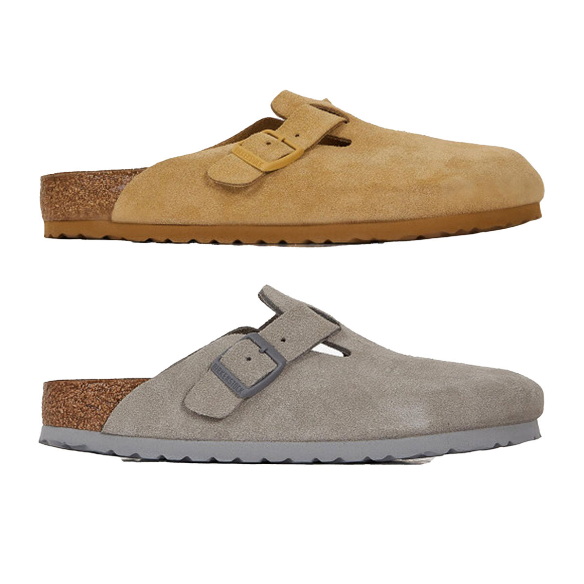 Birkenstock Boston Suede Leather Latte Cream Stone Clogs Birkenstock Boston Suede Leather Latte Cream Stone Clogs