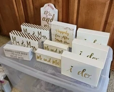 Wooden Decorative Wedding Reception Table Top Signs - Wedding/Anniversary (Lot)