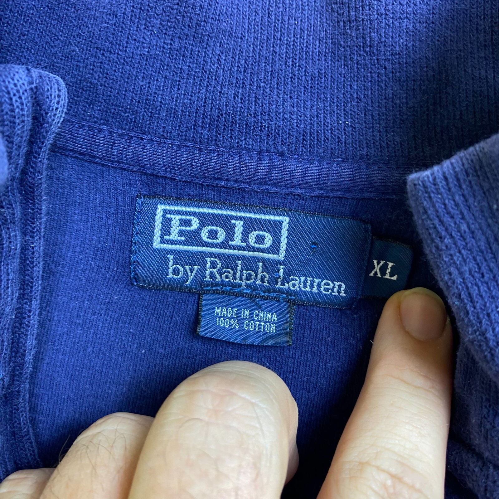 Polo Ralph Lauren Felpa Uomo XL Blu Quarto Zip Pullover Rosso Pony