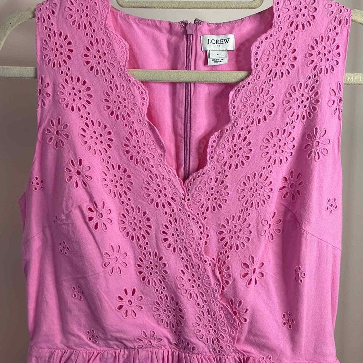 j crew pink eyelet dress Scallop-trim Eyelet Popover Dress For Women