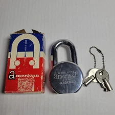 Vintage American HT-15 Series Steel Ball Padlock USA Hardened 2 Keys Box RARE