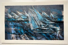 Howard Bradford Vintage Signed Serigraph Print Titled"Regalta & Break Water"1965