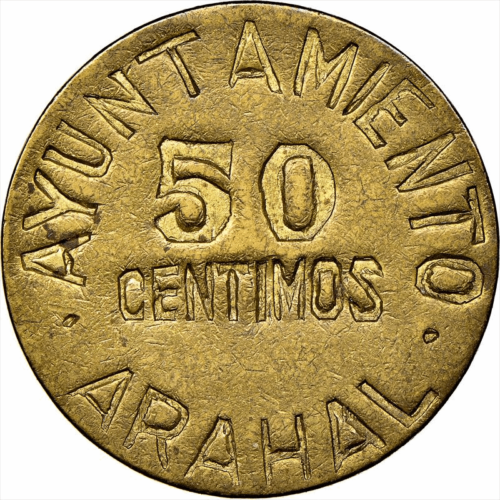 W Spain (1936) 50 Centimos NGC MS 62 El Arahal Civil War Issue, 5714951028  - Picture 1 of 3