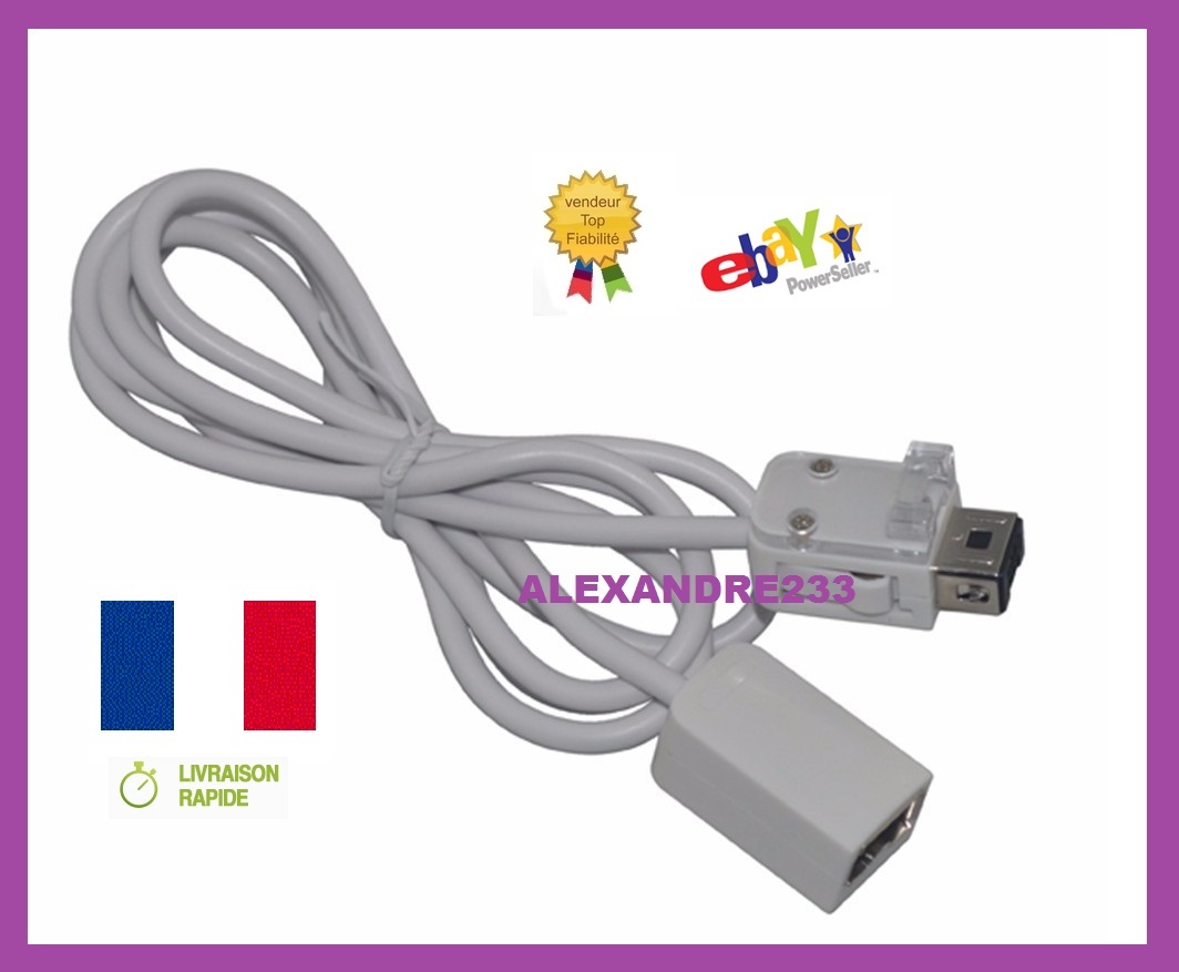 Rallonge Câble Pour Manette Gamecube / Wii - Longueur 1m80 - Neuf - Fabriqué En France