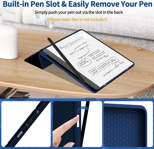 Kindle Scribe Premium PU Leather Trifold Stand Cover with Pen Holder Auto Sleep - Picture 7 of 8