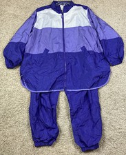 Vintage Roamans Windbreaker Track Full Zip Jacket Pants Set Purple Size XL