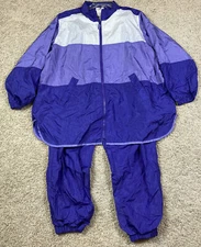 Vintage Roamans Windbreaker Track Full Zip Jacket & Pants Set Purple Size XL