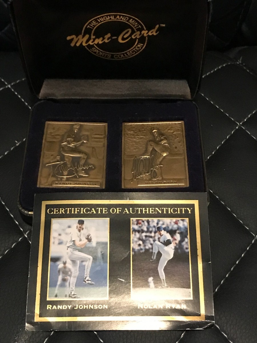 1996 Highland Mint Randy Johnson Nolan Ryan Mini Bronze Cards Set