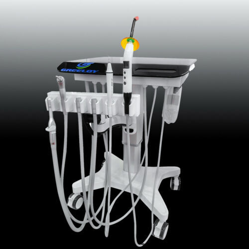 Greeloy Dental Mobile Delivery Cart Unit Treatment System + Handpiece Set 4 Hole