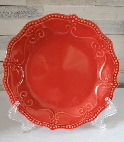 PIONEER WOMAN Paige Red 7.5" Salad Plate Scalloped Edge Farmhouse Decor