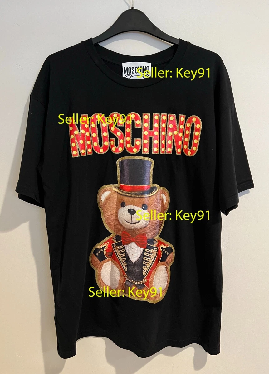 Moschino Teddy Bear Circus Black Cotton T-shirt Medium M Short