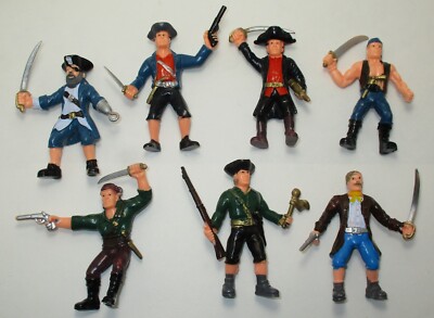 Liberty Imports Pirate PVC Figures LOT ( OF 7 ) Bucket Mini Figures Approx 3''