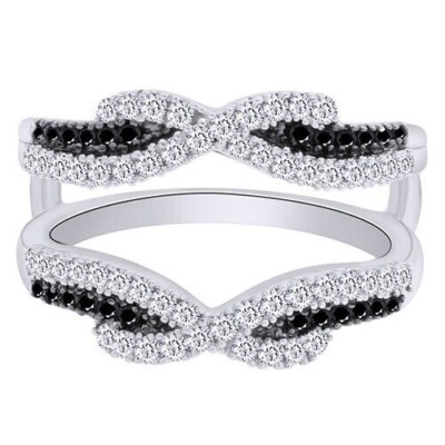 1/2ct White & Black Real Diamond Solitaire Enhancer Ring 10K White Gold