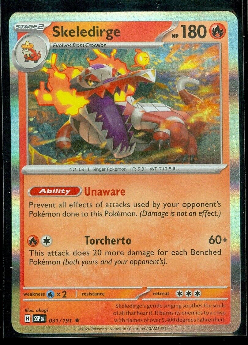 Pokemon SKELEDIRGE 031/191 - Surging Sparks - RARE HOLO Pokemon SKELEDIRGE 031/191 - Surging Sparks - RARE HOLO