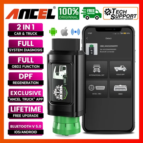 ANCEL HD120 Bluetooth Heavy Duty Truck Car Scanner DPF Regen for Volvo MaxxFoce - Bild 1 von 10