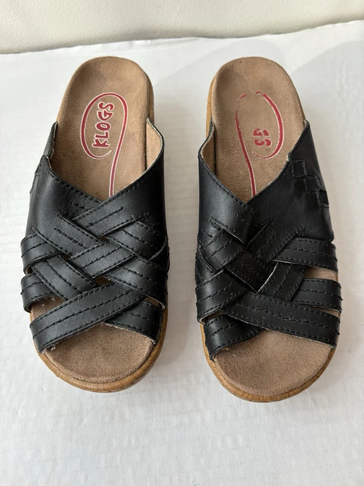 Sandalias Klogs para mujer talla 8 negras cuña antideslizantes Foto 3 de 4