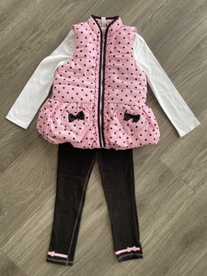 Kinder 3-teiliges Set rosa gepunktet gepunktet Weste Top & Leggings Alter 5