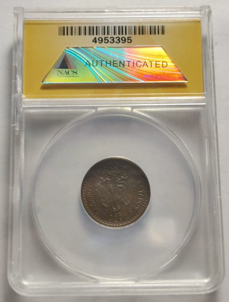 1921-Mo Mexico One Centavo 1C ANACS MS 62 BRN Mexico City Mint Rare Coin 3B - Image 2 of 4