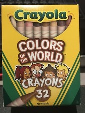 Crayola COLORS OF THE WORLD 32 Count Crayons Pack Box Skin Eyes NEW