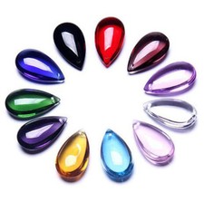30x Smooth Almond Chandelier Crystal 38mm Teardrop Prism Parts Suncatcher 7Color