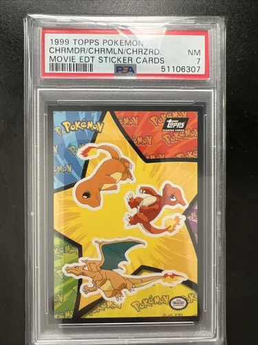 1999 Topps Pokemon the Movie Sticker Charmeleon/Charizard/Charmander PSA 7