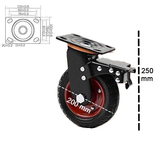 HKB® Schwerlastrollen 2x Lenkrollen mit Bremse 2x Bockrollen max 1000 kg Last - Bild 2 von 4