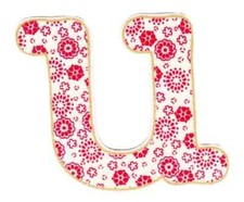 letter u flower fabric applique iron on not embroidered 2.5 inch 1pc