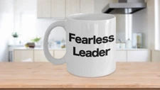 Fearless Leader Mug White Coffee Cup Funny Gift CEO Boss Pastor Youth Minister