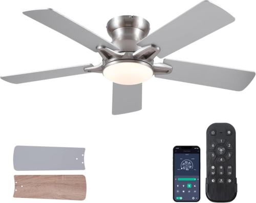 Ceiling Fan RGB Light Remote Control Flush Mount Speeds Dimmable Indoor Outdoor - Picture 8 of 17