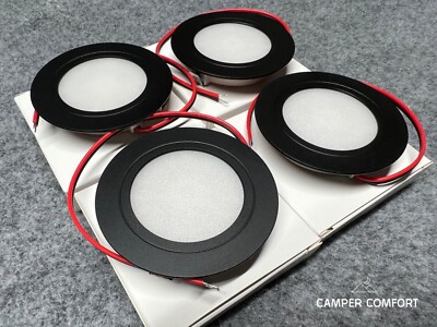 12 V LED Strahler Campervan - Touch dimmbare Downlight Wohnmobil - schwarz x 4