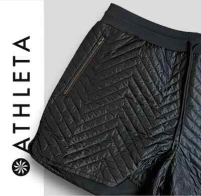 ATHLETA Apres Quilted DOWN Ski Shorts Zip Pockets Size 4