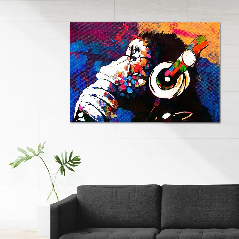 Leinwandbild Poster Acryl Street Art Affe Musik Banksy Graffiti Pop Art - Bild 4 von 4
