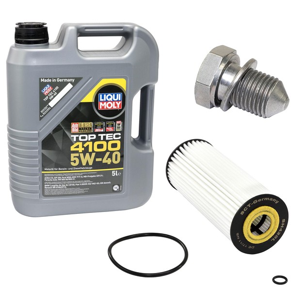 MotoröL Set ÖLfilter SH420L 5W40 5 Liter + ÖLablassschraube FüR Audi Seat Skoda-image