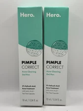 LOT OF 2 Hero Pimple Acne Clearing Gel Pen 0.34 fl EXP 2026  LOT OF 2 Box Damage