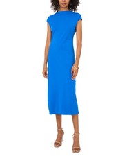 Vince Camuto Women's Mock Neck Cap-Sleeve Midi Dress Blue Size Xs 2082