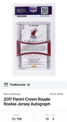 2017-18 Panini Crown Royale - Rookie Jersey Autograph Bam Adebayo 