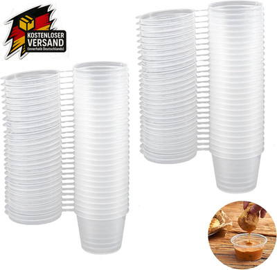 100 Stück 25ml Plastik Deli-Container mit Deckel für Soßen Dips Salate