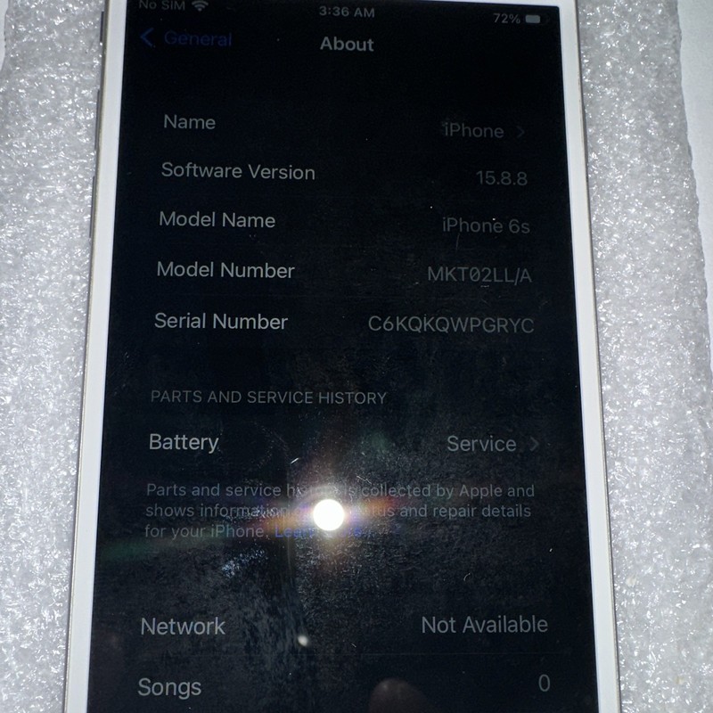 Apple iPhone 6s 64GB Gray/Silver 12MP iOS 15.8 Device WILL need a new battery.