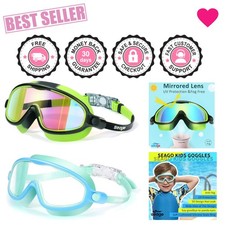 Swim Goggles 2 Pack Anti-Fog Anti-UV Wide View Swimming Goggles for Kids 3-14