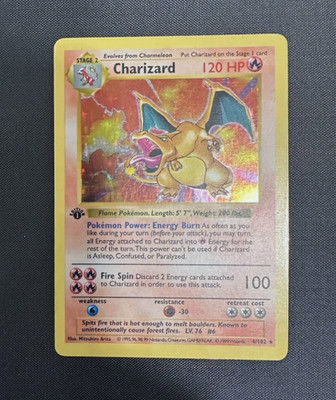 1999 ORIGINAL Vintage Pokémon CHARIZARD Base Set Shadowless HOLO 4/102 LP-MP