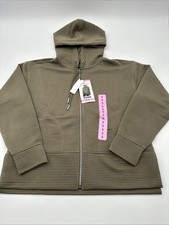 DKNY Women  s Small Full Zip Green Sweatshirt MSRP 79.50