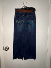 Rocawear Youth Size 10 Baggy Jeans Dark Blue Denim See Measurements Hip Hop