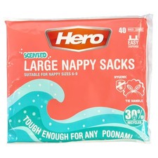 HERO Large Scented Nappy Sacks 40 Pack Adult Incontinence Dog