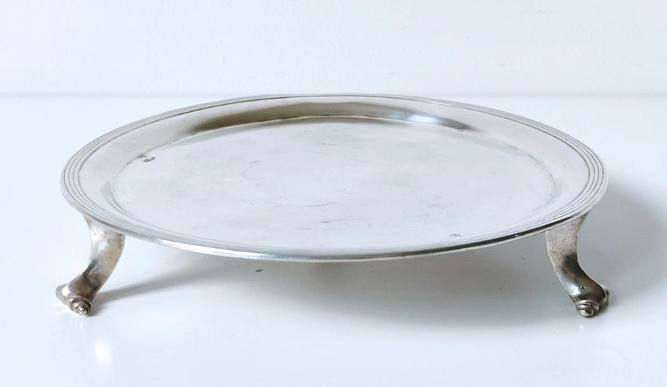 Antiguo centro de mesa de exhibición único de plata esterlina plato con sello de principios del siglo XIX Foto 2 de 4