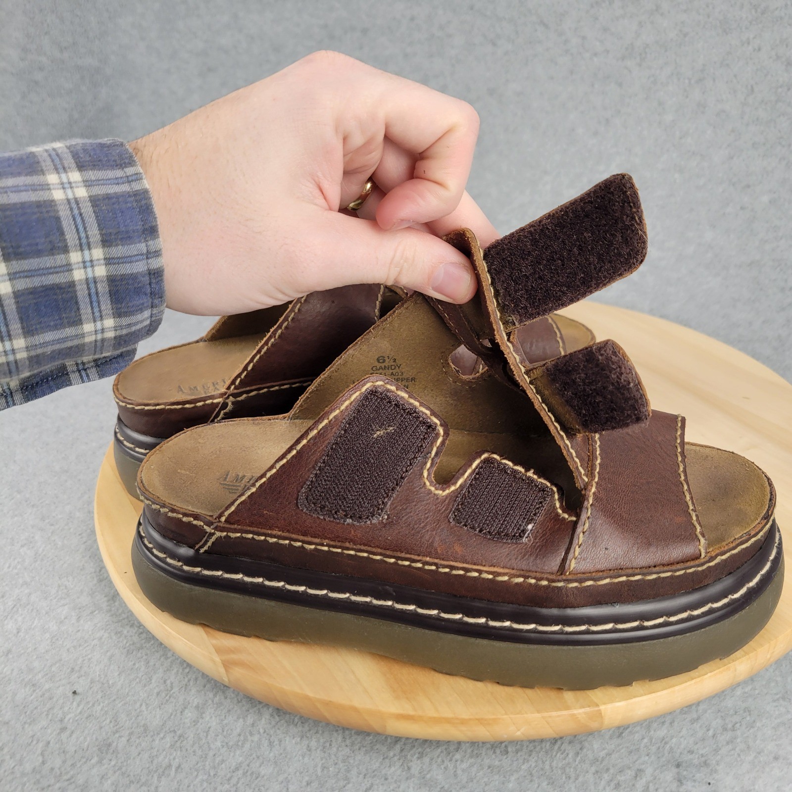 American Eagle Leather Platform Slide Sandals Chu… - image 11