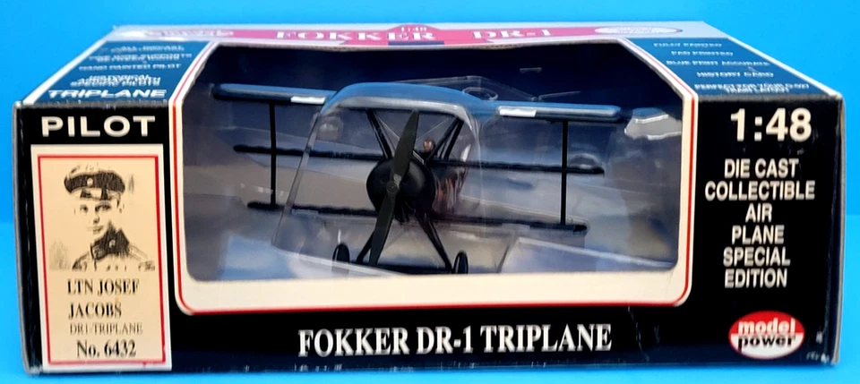 MODEL POWER FOKKER DR-1 TRIPLANE 1:48 DIECAST - JACOBS NO 6432 - SPECIAL EDITION - Image 2 of 4