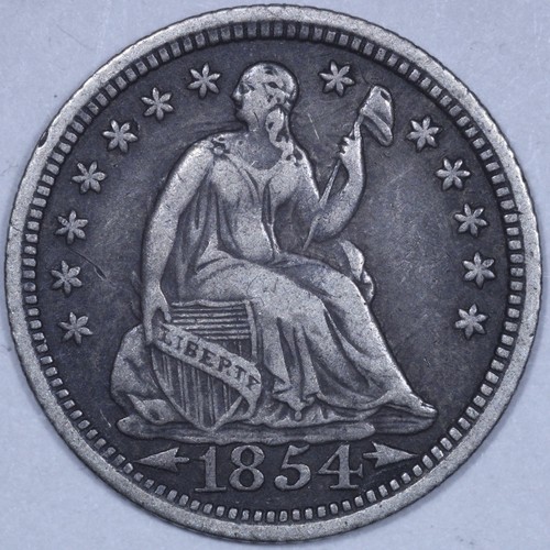 1854 Seated Liberty Half Dime (Arrows) - H10c Raw VF - Original Surfaces!